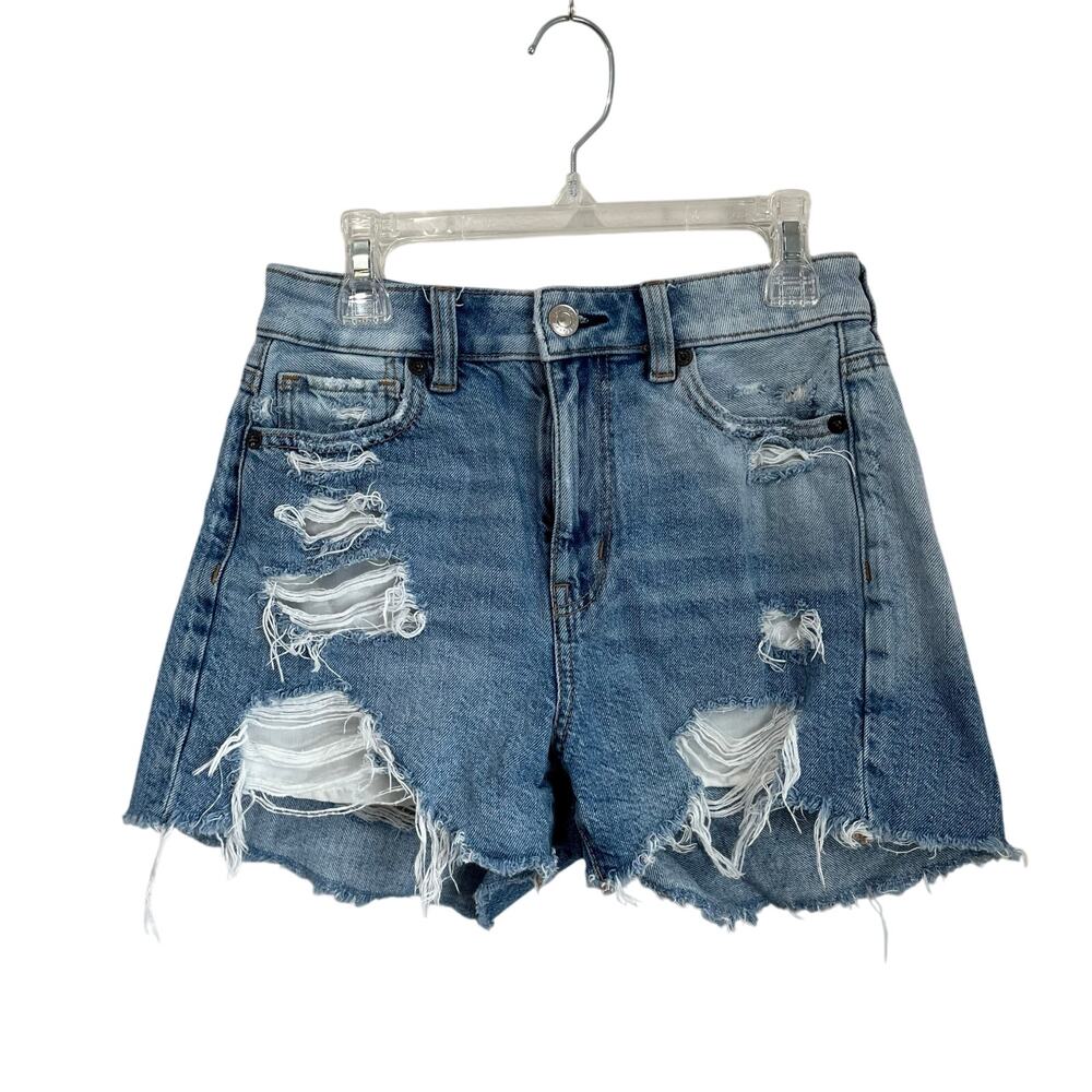American Eagle Distressed High Rise Mom Cutoff Denim Shorts Women’s Sz‎ 00